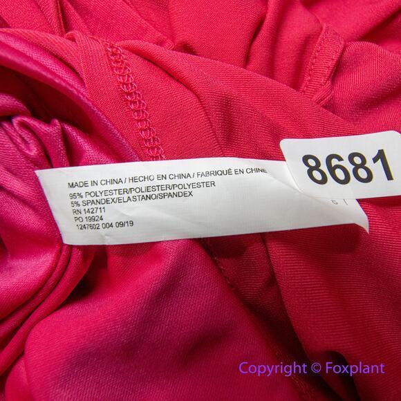 Eloquii coral red dress with faux wrap back and tie neck, size 16 - Picture 12 of 13